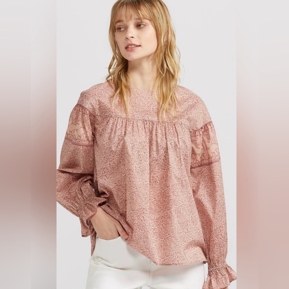Anna Sui x Uniqlo Women’s Boho Print Long Sleeve Peasant Blouse Sz XS - Picture 1 of 11